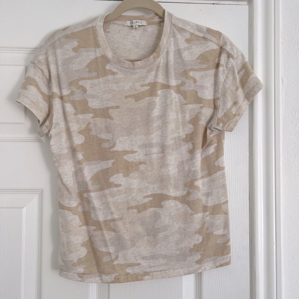 Z supply women’s neutral camo top short sleeve tee small